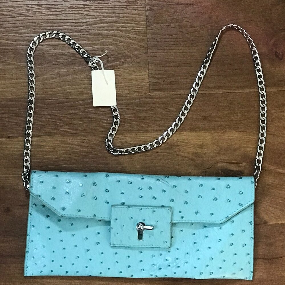 Cristian Livingstone Leather Shoulder Bag ostrich print